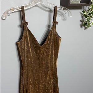 Vintage En Francais Bronze Metallic Dress sz 6
